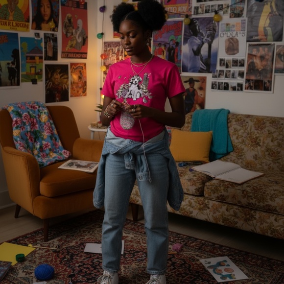 Delta Pro Weight Puppy Garden Graphic Tee Pink Regular - Picture 3 of 6